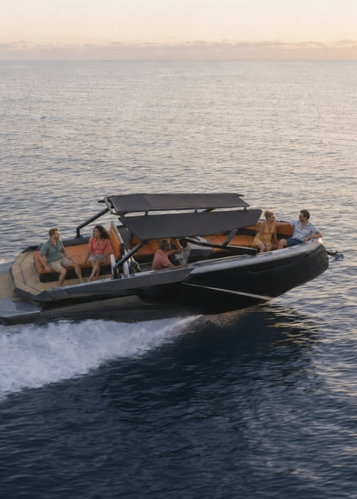 KAY 480 HP sport yacht rental for 2 hours in Barcelona